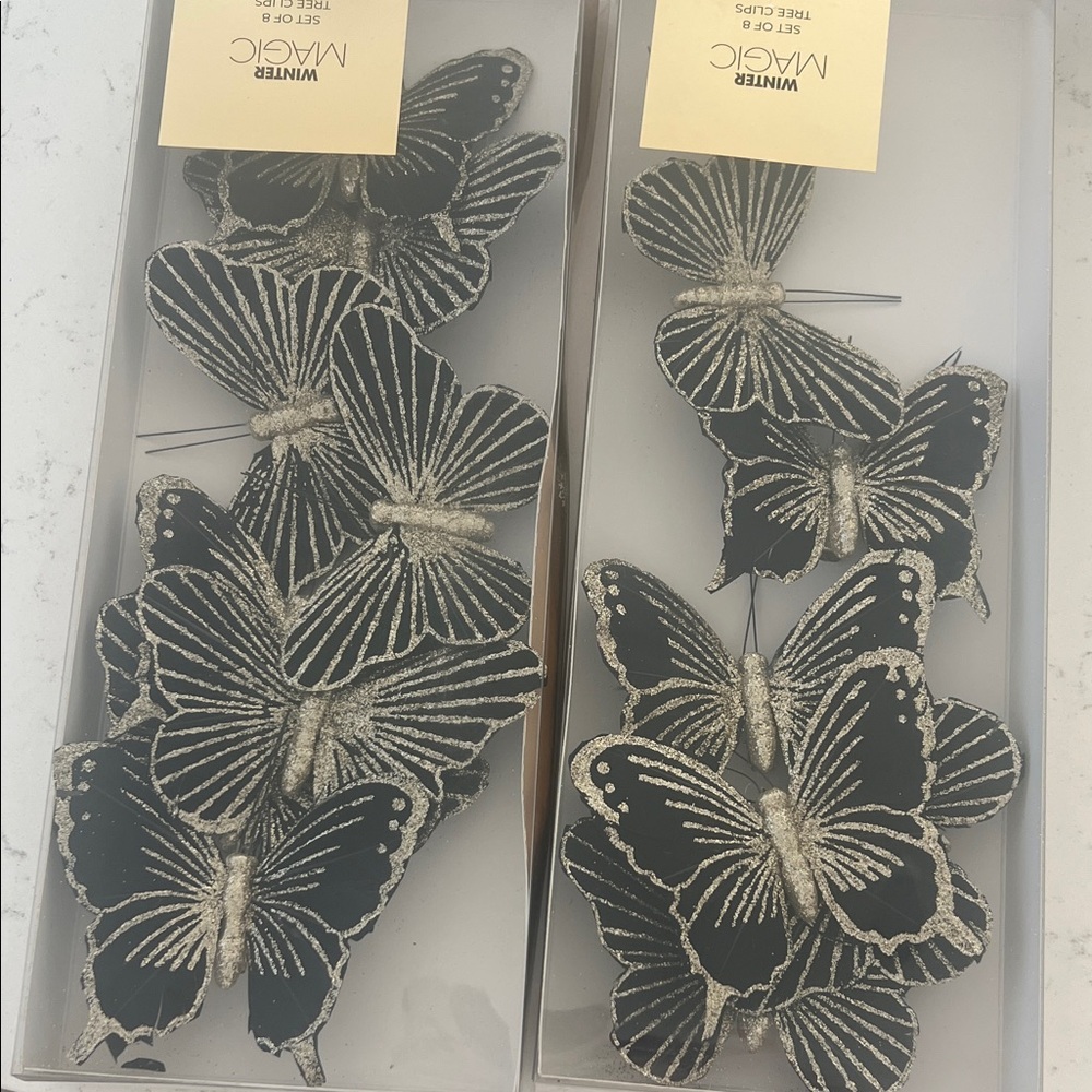 Black and Silver Butterfly Wall Decor Set